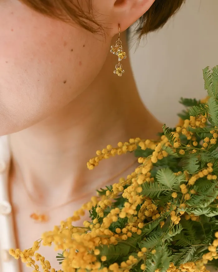 ピアス ひとふさのミモザ イエロー5